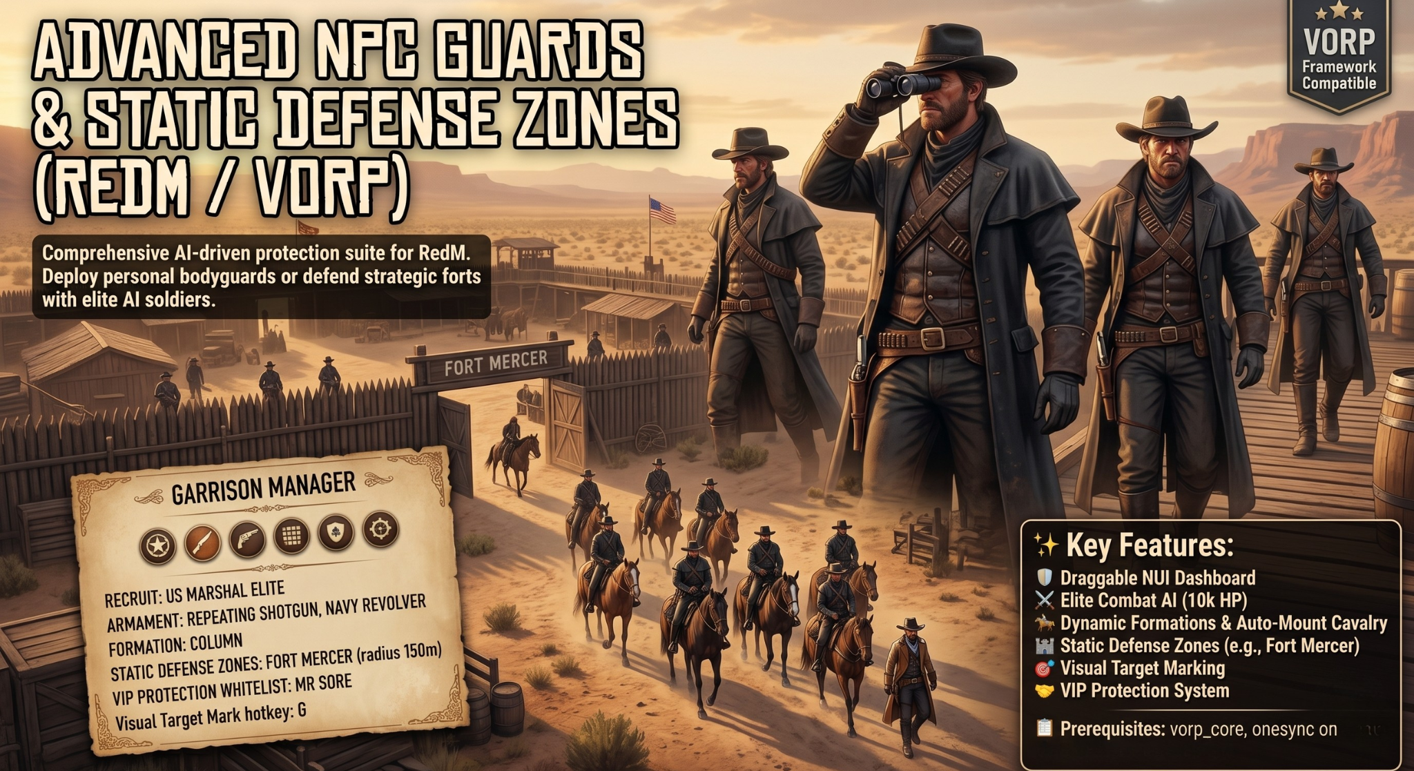 Screenshot 🛡️ Advanced NPC Guards & Static Defense Zones (RedM / VORP)
