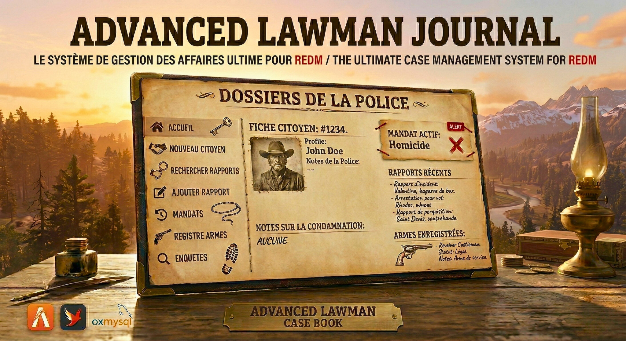 Screenshot Advanced Police Ledger : Le MDT Immersif Ultime pour RedM